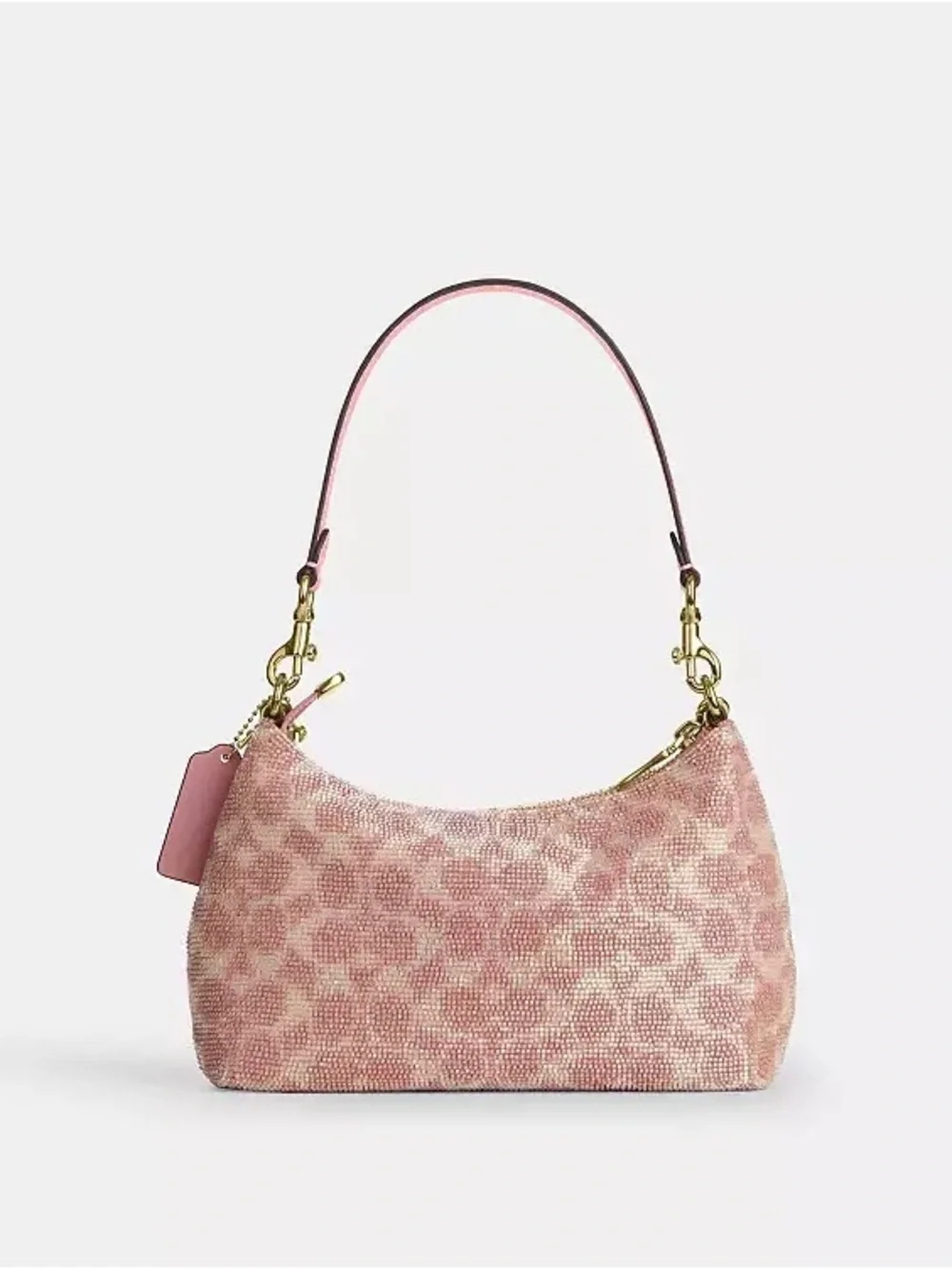 NWT Coach Teri Shoulder Bag Signature Beaded Satin Pink Gold
